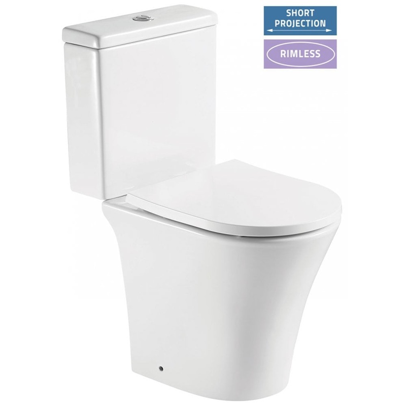 Rimini Rimless Short Projection Close Coupled Pan & Soft Close Seat - Closed Sided